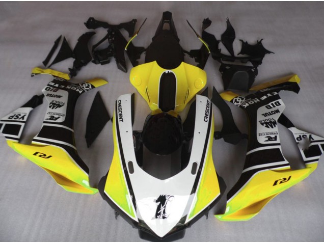 Glänzend Gelb & Weiß 2015-2019 Yamaha R1 Motorrad Verkleidung Glänzend Gelb & Weiß 2015-2019 Yamaha R1 Motorrad Verkleidung