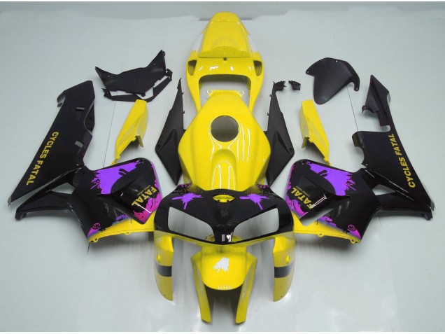 Glänzend Gelb & Lila Mit Spritzern 2005-2006 Honda CBR600RR Motorrad Verkleidung Glänzend Gelb & Lila Mit Spritzern 2005-2006 Honda CBR600RR Motorrad Verkleidung