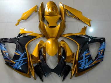 Glänzend Gold & Schwarz 2006-2007 Suzuki GSXR 600-750 Motorrad Verkleidung