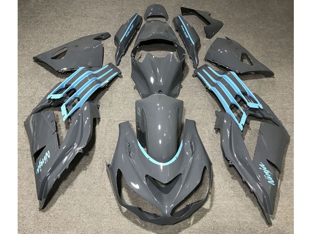 Glänzend Grau & Hellblau 2012-2021 Kawasaki ZX14R Motorrad Verkleidung