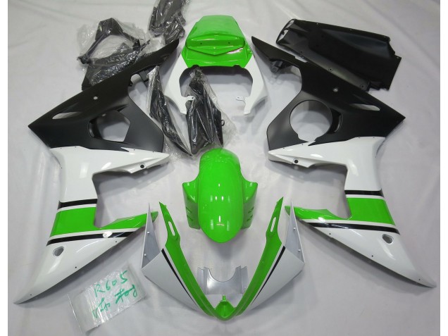 Glänzend Weiß & Grün 2003-2004 Yamaha R6 Motorrad Verkleidung Glänzend Weiß & Grün 2003-2004 Yamaha R6 Motorrad Verkleidung