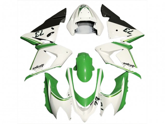 Glänzend Weiß & Grün 2004-2005 Kawasaki ZX10R Motorrad Verkleidung Glänzend Weiß & Grün 2004-2005 Kawasaki ZX10R Motorrad Verkleidung