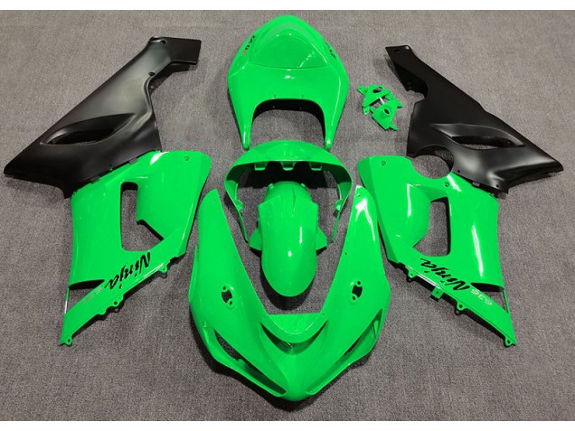 Glänzend Grün 2005-2006 Kawasaki ZX6R Motorrad Verkleidung Glänzend Grün 2005-2006 Kawasaki ZX6R Motorrad Verkleidung