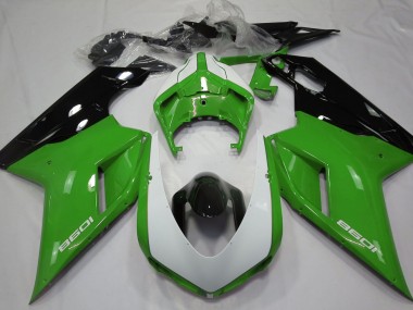 Glänzend Grün & Weiß 2007-2014 Ducati 848 1098 1198 Motorrad Verkleidung