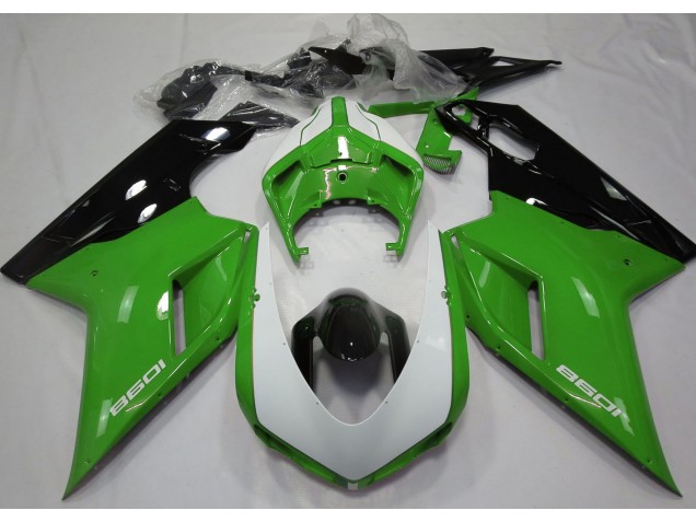 Glänzend Grün & Weiß 2007-2014 Ducati 848 1098 1198 Motorrad Verkleidung Glänzend Grün & Weiß 2007-2014 Ducati 848 1098 1198 Motorrad Verkleidung