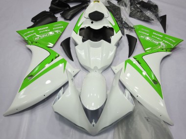 Glänzend Weiß & Grün 2012-2014 Yamaha R1 Motorrad Verkleidung