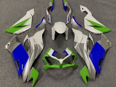 Glänzend Grün Blau & Silber 2019-2023 Kawasaki ZX6R Motorrad Verkleidung