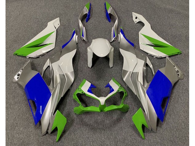 Glänzend Grün Blau & Silber 2019-2023 Kawasaki ZX6R Motorrad Verkleidung Glänzend Grün Blau & Silber 2019-2023 Kawasaki ZX6R Motorrad Verkleidung