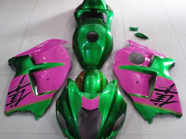 Glänzend Grün & Pink 1997-2007 Suzuki GSXR 1300 Motorrad Verkleidung