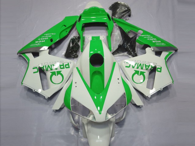 Glänzend Weiß & Grün Pramac 2003-2004 Honda CBR600RR Motorrad Verkleidung Glänzend Weiß & Grün Pramac 2003-2004 Honda CBR600RR Motorrad Verkleidung
