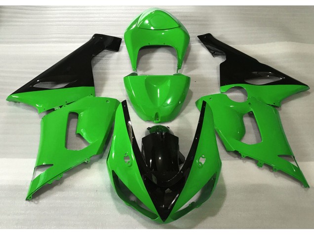 Glänzend Grün & Schwarz 2005-2006 Kawasaki ZX6R Motorrad Verkleidung Glänzend Grün & Schwarz 2005-2006 Kawasaki ZX6R Motorrad Verkleidung