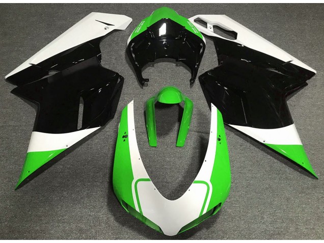 Glänzend Grün Weiß & Schwarz 2007-2014 Ducati 848 1098 1198 Motorrad Verkleidung Glänzend Grün Weiß & Schwarz 2007-2014 Ducati 848 1098 1198 Motorrad Verkleidung