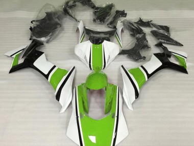 Glänzend Weiß Grün & Schwarz 2015-2019 Yamaha R1 Motorrad Verkleidung