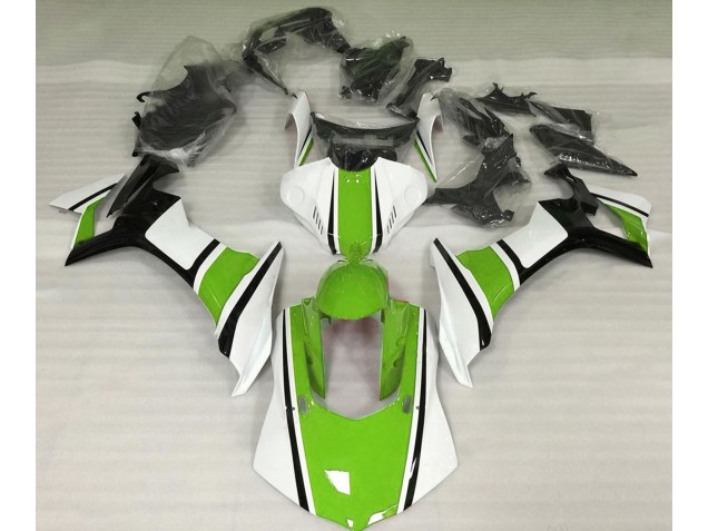 Glänzend Weiß Grün & Schwarz 2015-2019 Yamaha R1 Motorrad Verkleidung Glänzend Weiß Grün & Schwarz 2015-2019 Yamaha R1 Motorrad Verkleidung