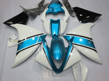 Glänzend Weiß & Hellblau 2009-2011 Yamaha R1 Motorrad Verkleidung