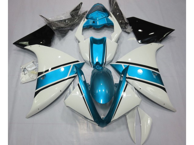 Glänzend Weiß & Hellblau 2009-2011 Yamaha R1 Motorrad Verkleidung Glänzend Weiß & Hellblau 2009-2011 Yamaha R1 Motorrad Verkleidung