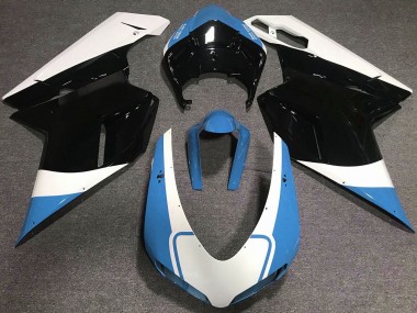 Glänzend Hellblau Weiß & Schwarz 2007-2014 Ducati 848 1098 1198 Motorrad Verkleidung