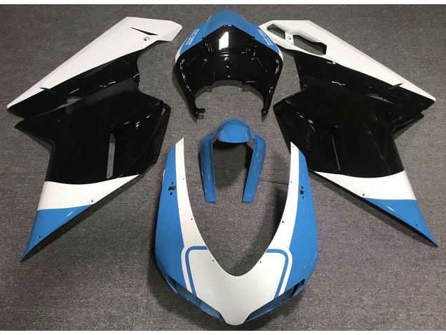 Glänzend Hellblau Weiß & Schwarz 2007-2014 Ducati 848 1098 1198 Motorrad Verkleidung Glänzend Hellblau Weiß & Schwarz 2007-2014 Ducati 848 1098 1198 Motorrad Verkleidung