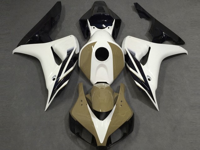 Glänzend Weiß Hellbraun Schwarz 2006-2007 Honda CBR1000RR Motorrad Verkleidung Glänzend Weiß Hellbraun Schwarz 2006-2007 Honda CBR1000RR Motorrad Verkleidung