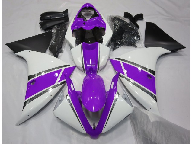 Glänzend Weiß & Lila 2009-2011 Yamaha R1 Motorrad Verkleidung Glänzend Weiß & Lila 2009-2011 Yamaha R1 Motorrad Verkleidung