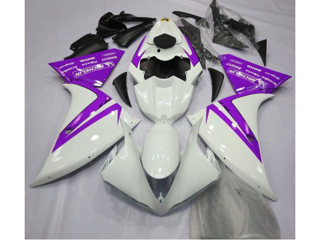 Glänzend Weiß & Lila 2012-2014 Yamaha R1 Motorrad Verkleidung Glänzend Weiß & Lila 2012-2014 Yamaha R1 Motorrad Verkleidung