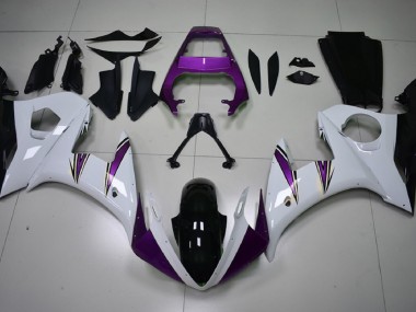 Glänzend Weiß & Lila Akzente 2003-2004 Yamaha R6 Motorrad Verkleidung