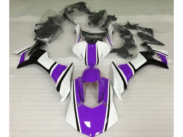 Glänzend Weiß Lila & Schwarz 2015-2019 Yamaha R1 Motorrad Verkleidung Glänzend Weiß Lila & Schwarz 2015-2019 Yamaha R1 Motorrad Verkleidung