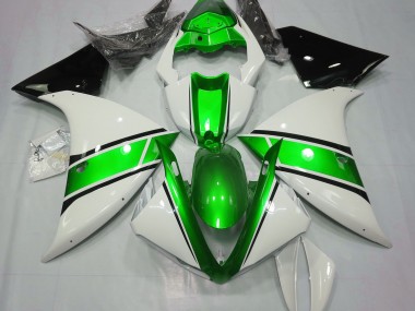 Glänzend Weiß & Metallic Grün 2009-2011 Yamaha R1 Motorrad Verkleidung