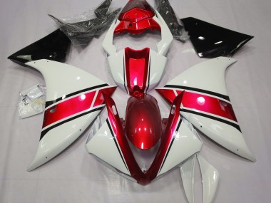 Glänzend Weiß & Metallic Rot 2009-2011 Yamaha R1 Motorrad Verkleidung