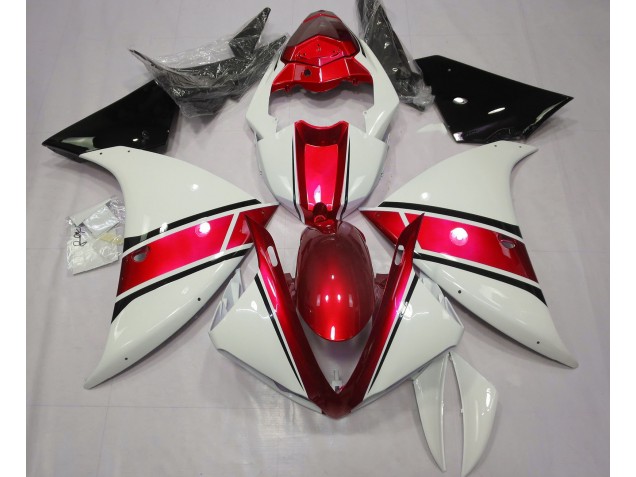Glänzend Weiß & Metallic Rot 2009-2011 Yamaha R1 Motorrad Verkleidung Glänzend Weiß & Metallic Rot 2009-2011 Yamaha R1 Motorrad Verkleidung