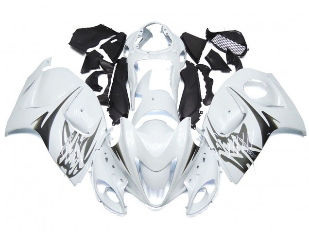 Glänzend Weiß Mit Logos Im Silbernen Stil 2008-2020 Suzuki GSXR 1300 Motorrad Verkleidung