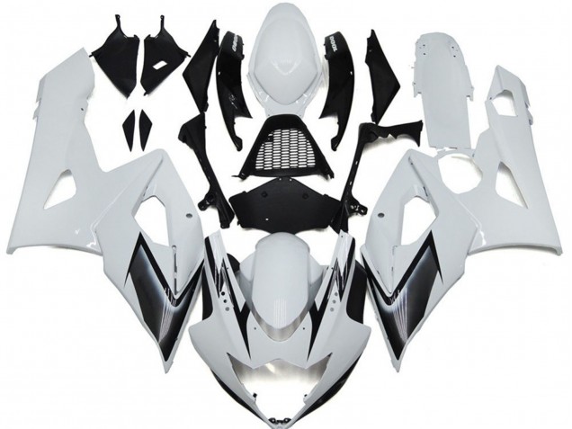 Glänzend Weiß Mit Silbernen Akzenten 2005-2006 Suzuki GSXR 1000 Motorrad Verkleidung Glänzend Weiß Mit Silbernen Akzenten 2005-2006 Suzuki GSXR 1000 Motorrad Verkleidung