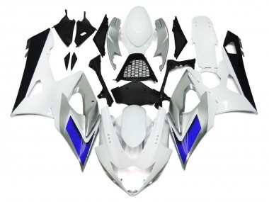 Glänzend Weiß Mit Silbernen Akzenten & Blau 2005-2006 Suzuki GSXR 1000 Motorrad Verkleidung