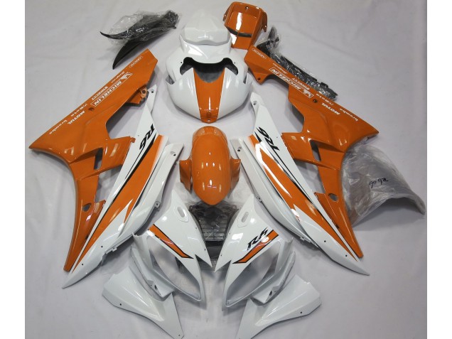 Glänzend Weiß & Orange 2006-2007 Yamaha R6 Motorrad Verkleidung Glänzend Weiß & Orange 2006-2007 Yamaha R6 Motorrad Verkleidung