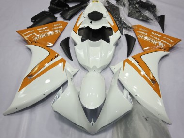 Glänzend Weiß & Orange 2012-2014 Yamaha R1 Motorrad Verkleidung