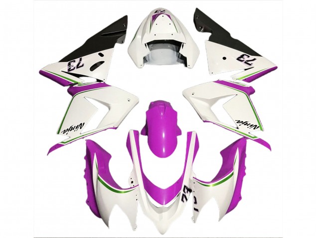 Glänzend Weiß & Pink 2004-2005 Kawasaki ZX10R Motorrad Verkleidung Glänzend Weiß & Pink 2004-2005 Kawasaki ZX10R Motorrad Verkleidung