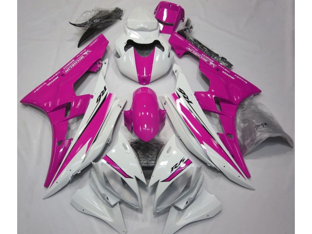 Glänzend Weiß & Pink 2006-2007 Yamaha R6 Motorrad Verkleidung Glänzend Weiß & Pink 2006-2007 Yamaha R6 Motorrad Verkleidung
