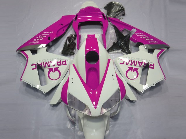 Glänzend Weiß & Rosa Pramac 2003-2004 Honda CBR600RR Motorrad Verkleidung Glänzend Weiß & Rosa Pramac 2003-2004 Honda CBR600RR Motorrad Verkleidung