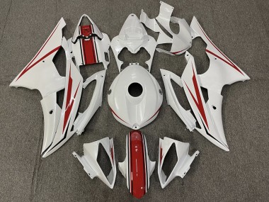 Glänzend Weiß & Rot 2008-2016 Yamaha R6 Motorrad Verkleidung