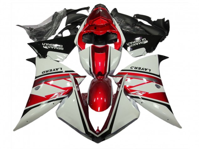 Glänzend Weiß & Rot 2012-2014 Yamaha R1 Motorrad Verkleidung Glänzend Weiß & Rot 2012-2014 Yamaha R1 Motorrad Verkleidung