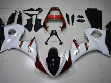 Glänzend Weiß & Rot Akzente 2003-2004 Yamaha R6 Motorrad Verkleidung