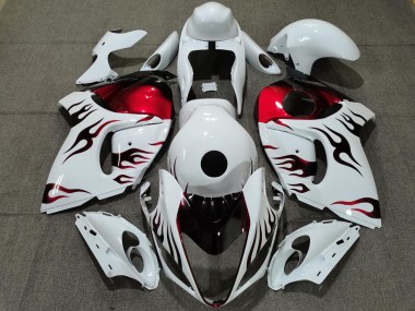 Glänzend Weiß & Rot Flamme 2008-2020 Suzuki GSXR 1300 Motorrad Verkleidung