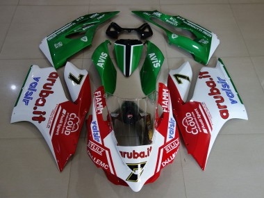 Glänzend Weiß / Rot / Grün 2011-2014 Ducati 1199 Motorrad Verkleidung