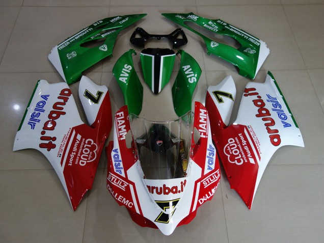 Glänzend Weiß / Rot / Grün 2011-2014 Ducati 1199 Motorrad Verkleidung Glänzend Weiß / Rot / Grün 2011-2014 Ducati 1199 Motorrad Verkleidung