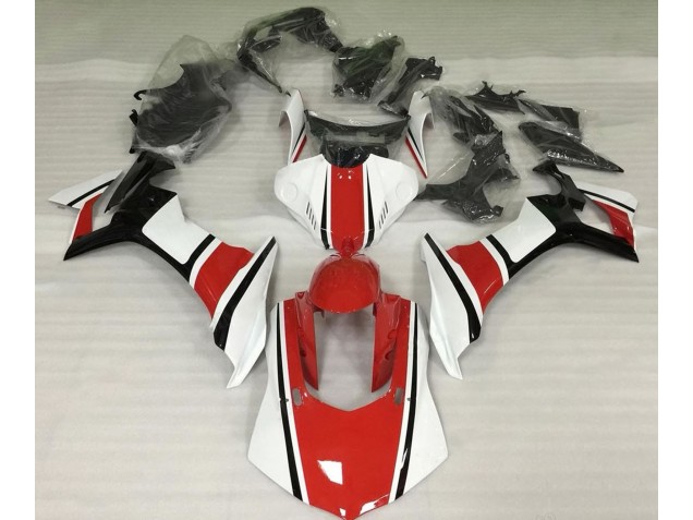 Glänzend Weiß Rot & Schwarz 2015-2019 Yamaha R1 Motorrad Verkleidung Glänzend Weiß Rot & Schwarz 2015-2019 Yamaha R1 Motorrad Verkleidung