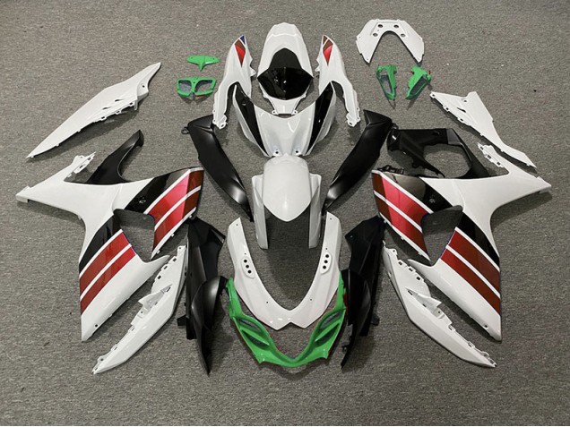 Glänzend Weiß Rot Schwarz & Grün 2009-2016 Suzuki GSXR 1000 Motorrad Verkleidung Glänzend Weiß Rot Schwarz & Grün 2009-2016 Suzuki GSXR 1000 Motorrad Verkleidung
