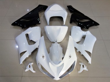 Glänzend Weiß & Schwarz 2005-2006 Kawasaki ZX6R Motorrad Verkleidung