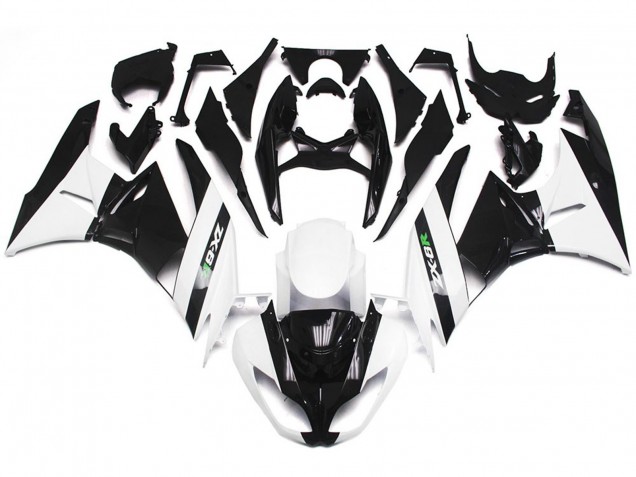 Glänzend Weiß & Schwarz 2009-2012 Kawasaki ZX6R Motorrad Verkleidung Glänzend Weiß & Schwarz 2009-2012 Kawasaki ZX6R Motorrad Verkleidung