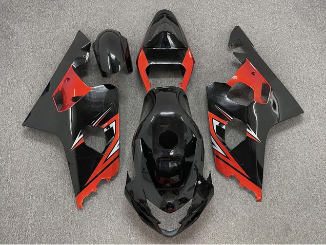 Glänzend Schwarz & Rot 2004-2005 Suzuki GSXR 600-750 Motorrad Verkleidung Glänzend Schwarz & Rot 2004-2005 Suzuki GSXR 600-750 Motorrad Verkleidung