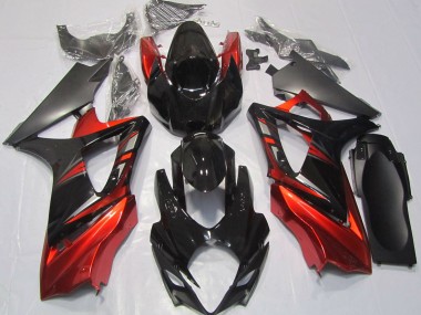 Glänzend Schwarz & Rot 2007-2008 Suzuki GSXR 1000 Motorrad Verkleidung
